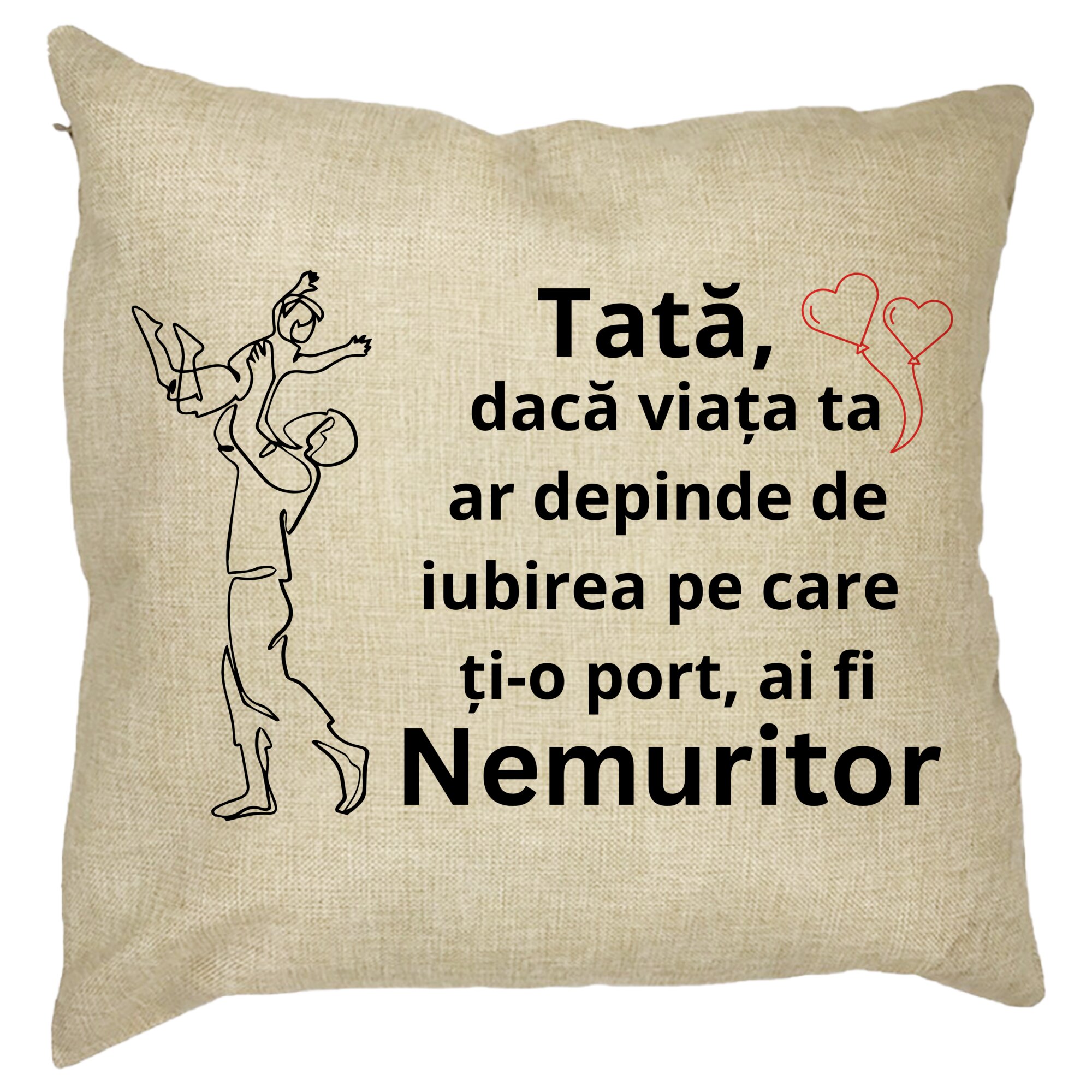 Perna Decorativa pentru Tata 10,40x40 cm, Husa Detasabila, Burduf 11 Perna Decorativa pentru Tata 10