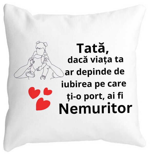 Perna Decorativa pentru Tata 1,40x40 cm, Alba, Mata, Husa Detasabila, Burduf 13 Perna Decorativa pentru Tata 1