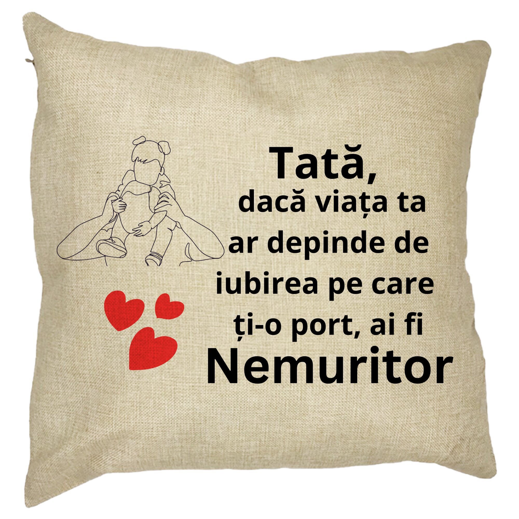 Perna Decorativa pentru Tata 1,40x40 cm, Husa Detasabila, Burduf 11 Perna Decorativa pentru Tata 1
