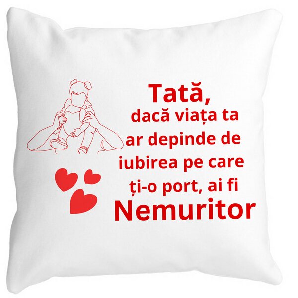 Perna Decorativa pentru Tata 2,40x40 cm, Alba, Mata, Husa Detasabila, Burduf 13 Perna Decorativa pentru Tata 2