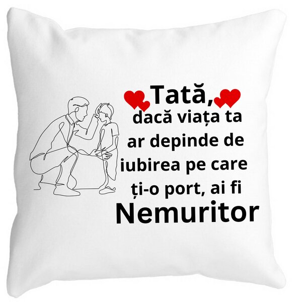 Perna Decorativa pentru Tata 3,40x40 cm, Alba, Mata, Husa Detasabila, Burduf 11 Perna Decorativa pentru Tata 3