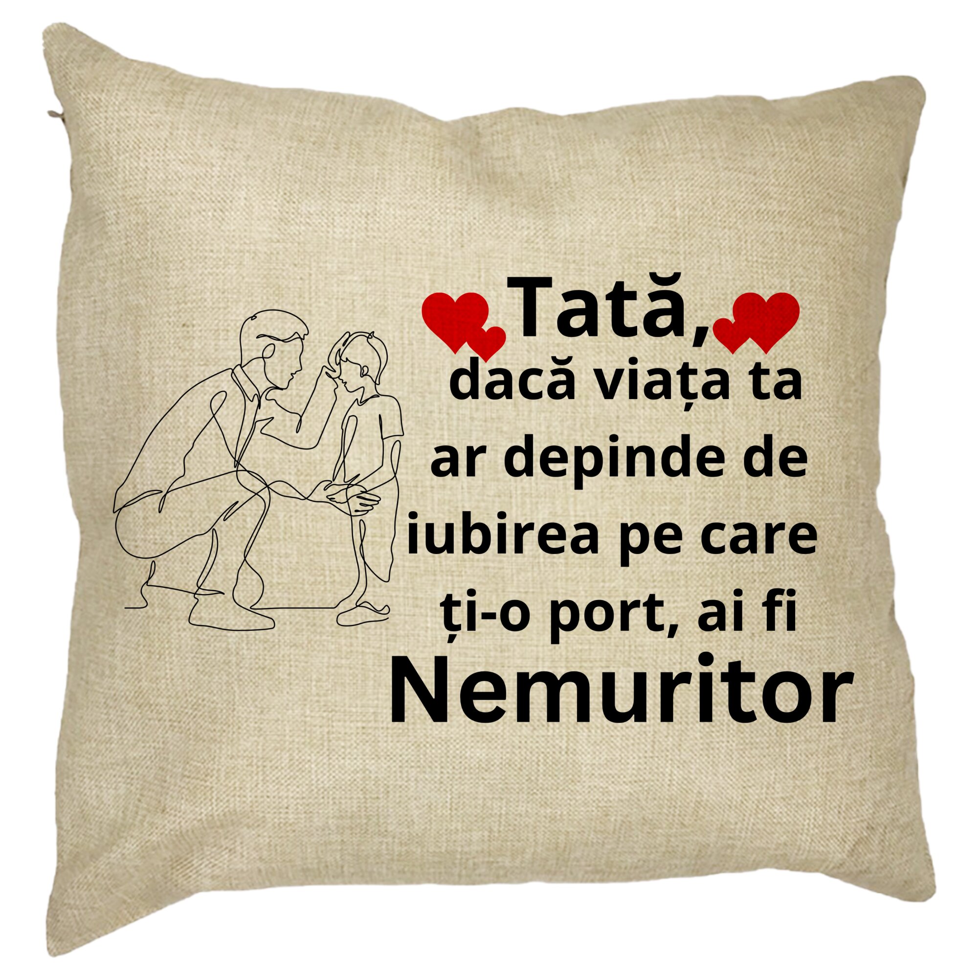 Perna Decorativa pentru Tata 3,40x40 cm, Husa Detasabila, Burduf 11 Perna Decorativa pentru Tata 3