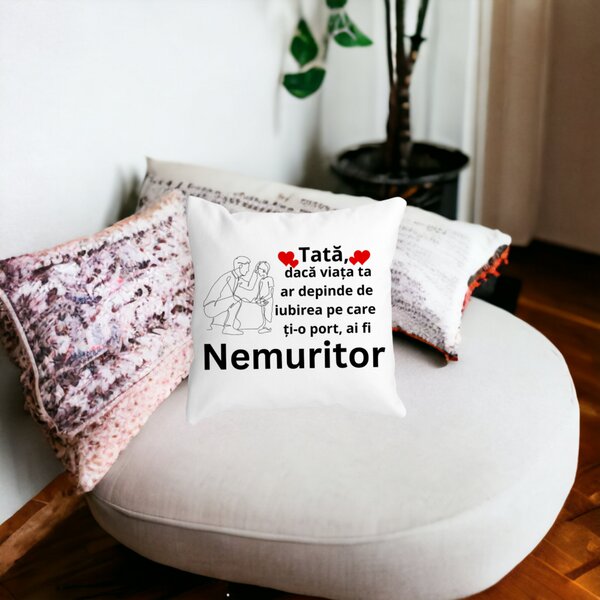 Perna Decorativa pentru Tata 4,40x40 cm, Alba, Mata, Husa Detasabila, Burduf 15 Alba