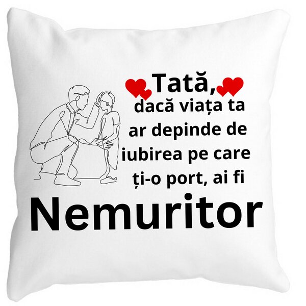 Perna Decorativa pentru Tata 4,40x40 cm, Alba, Mata, Husa Detasabila, Burduf 13 Perna Decorativa pentru Tata 4
