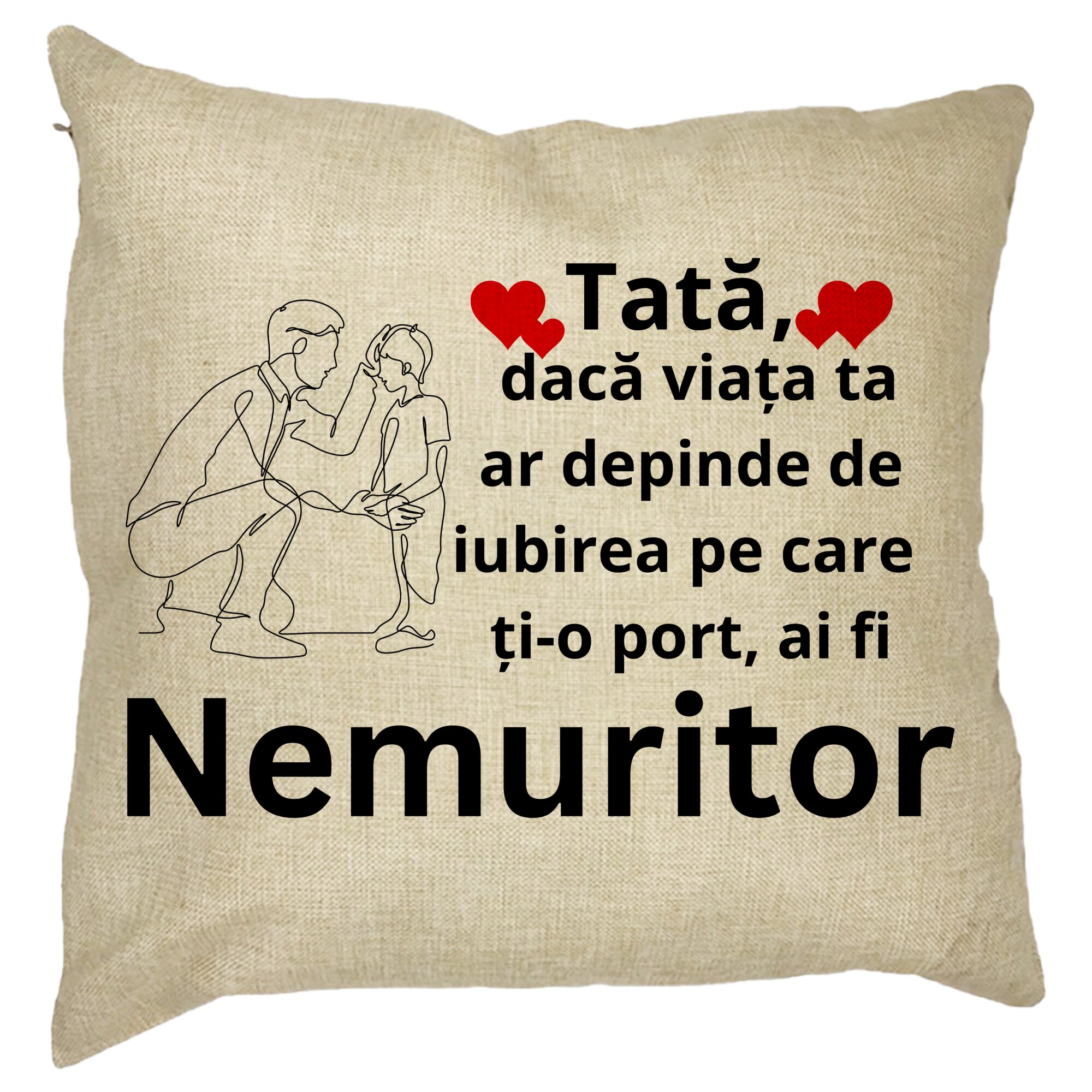 Perna Decorativa pentru Tata 4,40x40 cm, Husa Detasabila, Burduf 11 Perna Decorativa pentru Tata 4