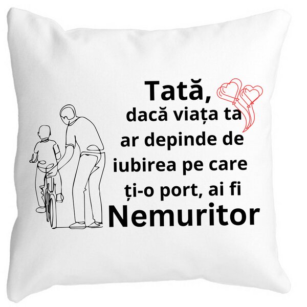 Perna Decorativa pentru Tata 9,40x40 cm, Alba, Mata, Husa Detasabila, Burduf 13 Perna Decorativa pentru Tata 9