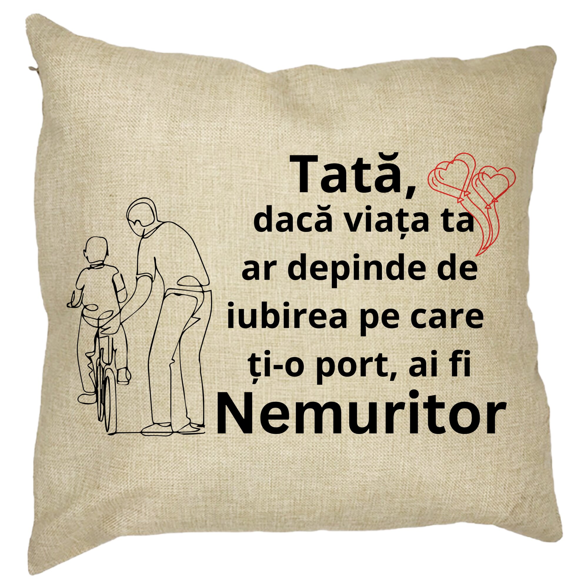 Perna Decorativa pentru Tata 9,40x40 cm, Husa Detasabila, Burduf 11 Perna Decorativa pentru Tata 9