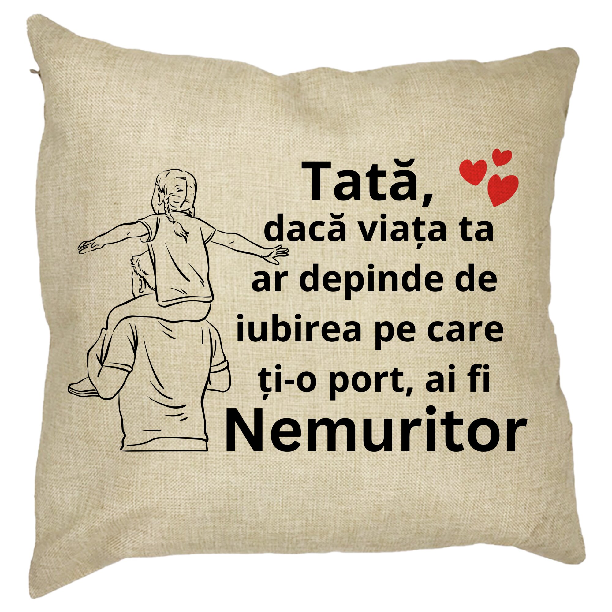 Perna Decorativacu Text pentru Tata 6,40x40 cm, Husa Detasabila, Burduf 11 Perna Decorativacu Text pentru Tata 6