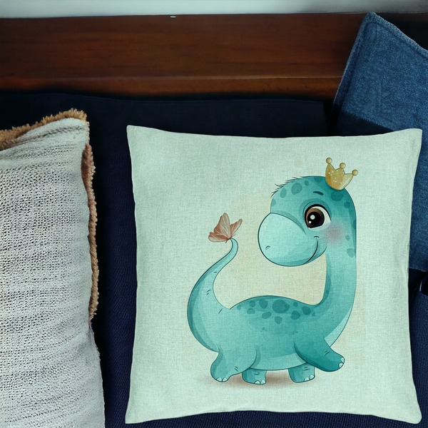 Perna Decorativa, Model Blue Baby Dinozaur, 40x40 cm, Verde Menta, Husa Detasabila, Burduf 17 bsC0132 PhotoRoom 1