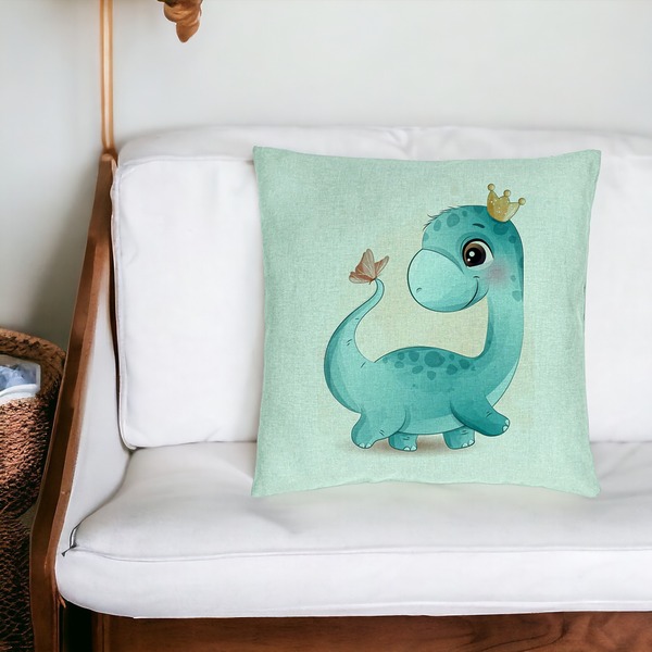 Perna Decorativa, Model Blue Baby Dinozaur, 40x40 cm, Verde Menta, Husa Detasabila, Burduf 20 bsC0132 PhotoRoom 4