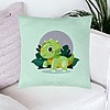 Perna Decorativa, Model Baby Dinozaur Verde Menta cu Peisaj, 40x40 cm, Verde Menta, Husa Detasabila, Burduf 23 bsC0133 PhotoRoom