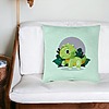 Perna Decorativa, Model Baby Dinozaur Verde Menta cu Peisaj, 40x40 cm, Verde Menta, Husa Detasabila, Burduf 27 bsC0133 PhotoRoom 4