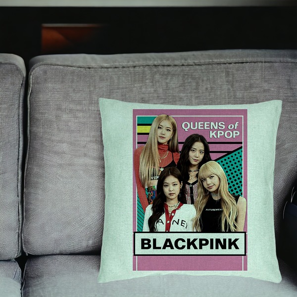 Perna Decorativa, Model Blackpink K-POP, 40x40 cm, Verde Menta, Husa Detasabila, Burduf 17 bsC0140 PhotoRoom 1