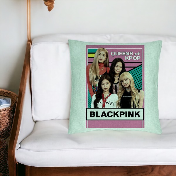 Perna Decorativa, Model Blackpink K-POP, 40x40 cm, Verde Menta, Husa Detasabila, Burduf 19 bsC0140 PhotoRoom 3