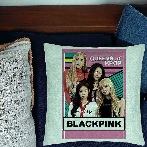 Perna Decorativa, Model Blackpink K-POP, 40x40 cm, Verde Menta, Husa Detasabila, Burduf 16 bsC0140 PhotoRoom