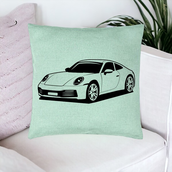 Perna Decorativa, Model Porsche 911, 40x40 cm, Verde Menta, Husa Detasabila, Burduf 16 bsC0148 PhotoRoom