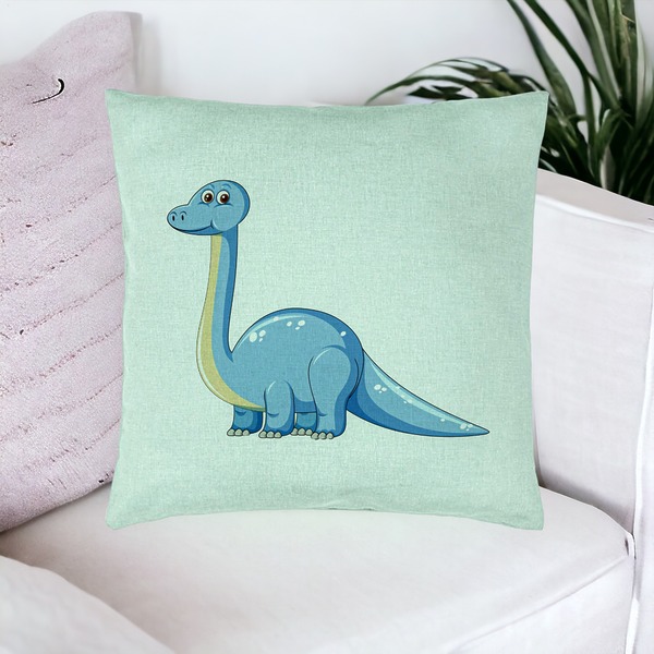 Perna Decorativa, Model copii, Blue Dinozaur, 40x40 cm, Verde Menta, Husa Detasabila, Burduf 16 bsC0151 PhotoRoom