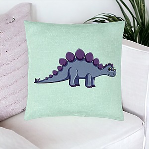 Alternative view of Perna Decorativa, Model copii Dinozaur Mov, 40x40 cm, Verde Menta, Husa Detasabila, Burduf