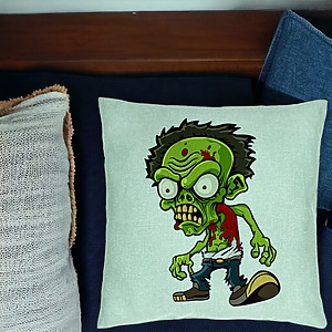 Alternative view of Perna Decorativa, Model Zombie, 40x40 cm, Verde Menta, Husa Detasabila, Burduf