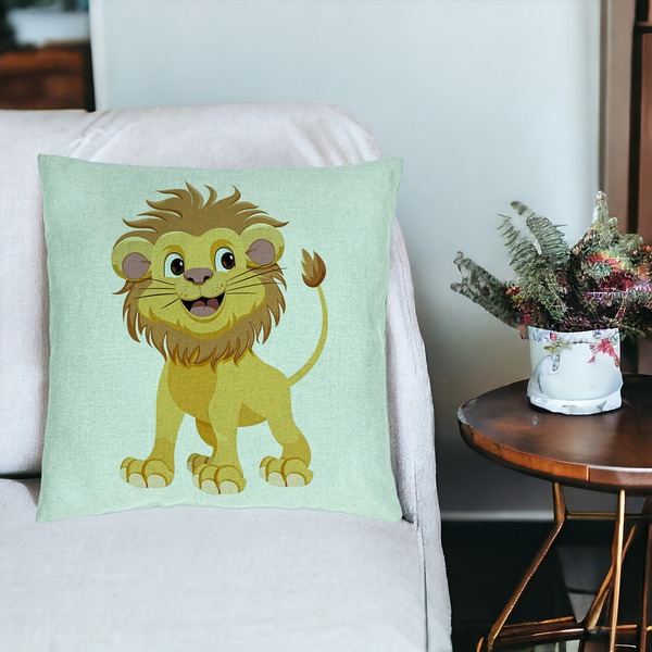 Perna Decorativa, Model copii Little Lion, 40x40 cm, Verde Menta, Husa Detasabila, Burduf 19 bsC0159 PhotoRoom 3