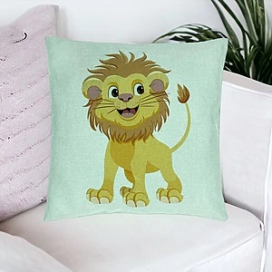 Alternative view of Perna Decorativa, Model copii Little Lion, 40x40 cm, Verde Menta, Husa Detasabila, Burduf