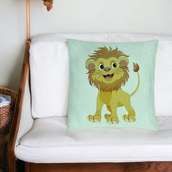 Perna Decorativa, Model copii Little Lion, 40x40 cm, Verde Menta, Husa Detasabila, Burduf 20 bsC0159 PhotoRoom 4