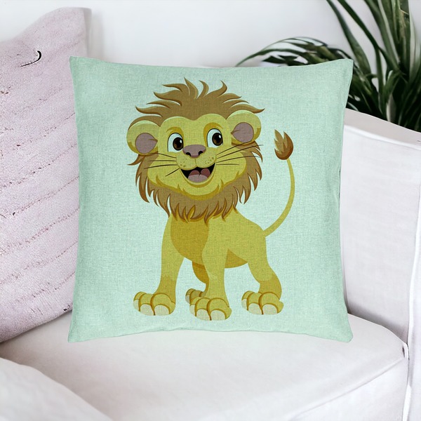 Perna Decorativa, Model copii Little Lion, 40x40 cm, Verde Menta, Husa Detasabila, Burduf 16 bsC0159 PhotoRoom