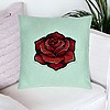 Perna Decorativa, Model cu Trandafir Rosu, 40x40 cm, Verde Menta, Husa Detasabila, Burduf 23 bsC0167 PhotoRoom