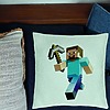 Perna Decorativa, Model Minecraft Mining Steve, 40x40 cm, Verde Menta, Husa Detasabila, Burduf 24 bsC0170 PhotoRoom 1