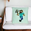 Perna Decorativa, Model Minecraft Mining Steve, 40x40 cm, Verde Menta, Husa Detasabila, Burduf 27 bsC0170 PhotoRoom 4