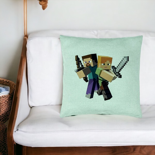 Perna Decorativa, Model Minecraft, 40x40 cm, Verde Menta, Husa Detasabila, Burduf 20 bsC0171 PhotoRoom 4