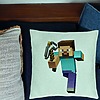 Perna Decorativa, Model Minecraft Mining Steve 8bit, 40x40 cm, Verde Menta, Husa Detasabila, Burduf 24 bsC0172 PhotoRoom 1
