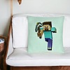 Perna Decorativa, Model Minecraft Mining Steve 8bit, 40x40 cm, Verde Menta, Husa Detasabila, Burduf 27 bsC0172 PhotoRoom 4