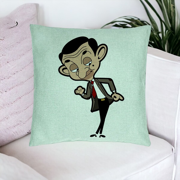 Perna Decorativa, Model Mr Bean, 40x40 cm, Verde Menta, Husa Detasabila, Burduf 16 bsC0173 PhotoRoom