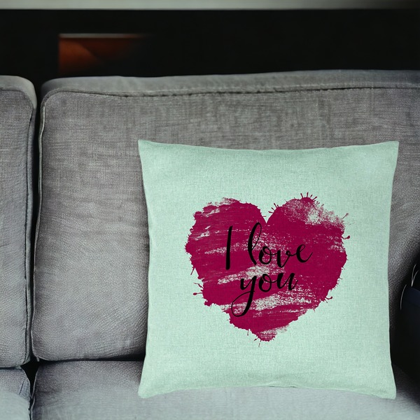 Perna Decorativa, Model I Love You, 40x40 cm, Verde Menta, Husa Detasabila, Burduf 18 bsC0174 PhotoRoom 2