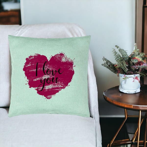 Perna Decorativa, Model I Love You, 40x40 cm, Verde Menta, Husa Detasabila, Burduf 19 bsC0174 PhotoRoom 3