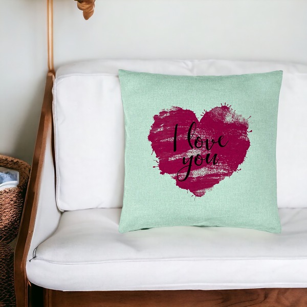 Perna Decorativa, Model I Love You, 40x40 cm, Verde Menta, Husa Detasabila, Burduf 20 bsC0174 PhotoRoom 4