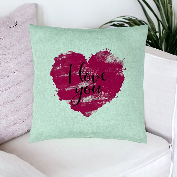 Perna Decorativa, Model I Love You, 40x40 cm, Verde Menta, Husa Detasabila, Burduf 16 bsC0174 PhotoRoom
