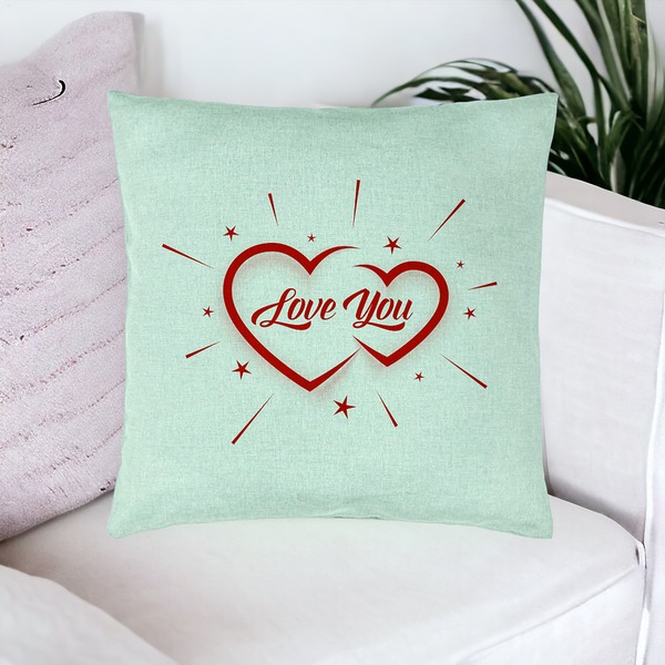 Perna Decorativa, Model Love You, 40x40 cm, Verde Menta, Husa Detasabila, Burduf 16 bsC0175 PhotoRoom