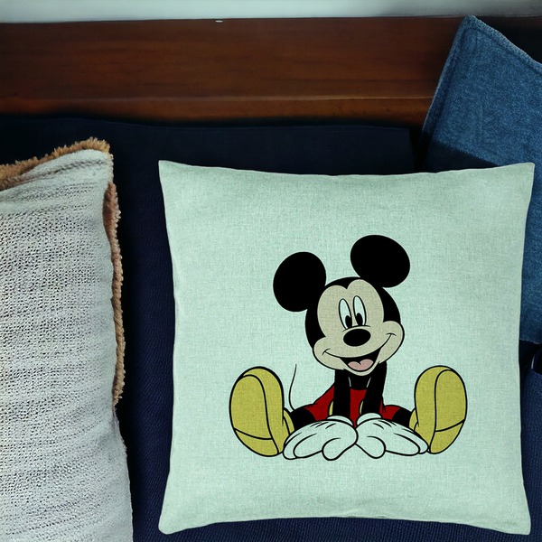 Perna Decorativa, Model copii Mickey Mouse, 40x40 cm, Verde Menta, Husa Detasabila, Burduf 17 bsC0176 PhotoRoom 1