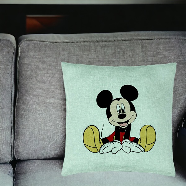 Perna Decorativa, Model copii Mickey Mouse, 40x40 cm, Verde Menta, Husa Detasabila, Burduf 18 bsC0176 PhotoRoom 2