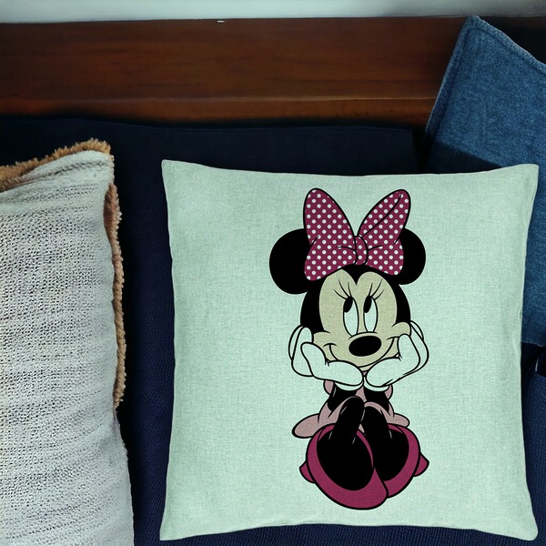 Perna Decorativa, Model copii Minnie Mouse, 40x40 cm, Verde Menta, Husa Detasabila, Burduf 17 bsC0177 PhotoRoom 1