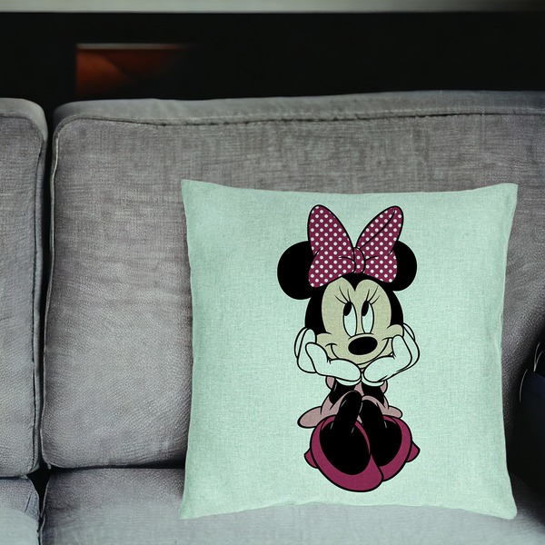 Perna Decorativa, Model copii Minnie Mouse, 40x40 cm, Verde Menta, Husa Detasabila, Burduf 18 bsC0177 PhotoRoom 2