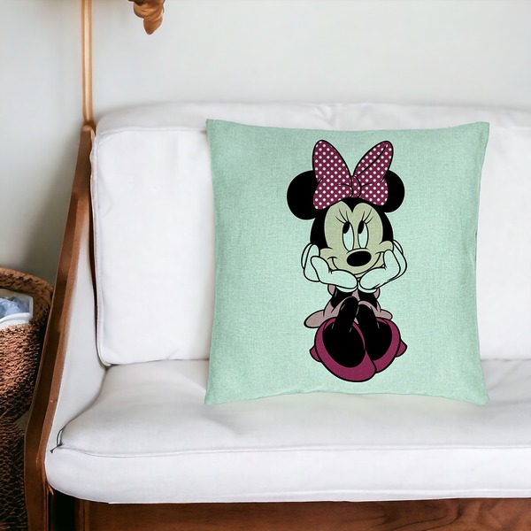 Perna Decorativa, Model copii Minnie Mouse, 40x40 cm, Verde Menta, Husa Detasabila, Burduf 20 bsC0177 PhotoRoom 4
