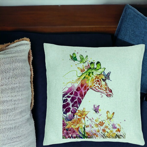 Perna Decorativa, Model Girafa Multicolor, 40x40 cm, Verde Menta, Husa Detasabila, Burduf 17 bsC0178 PhotoRoom 1