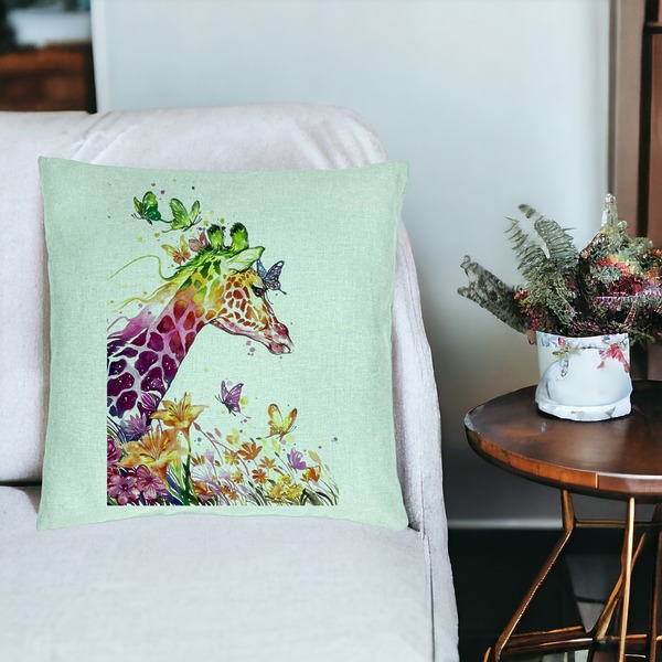 Perna Decorativa, Model Girafa Multicolor, 40x40 cm, Verde Menta, Husa Detasabila, Burduf 19 bsC0178 PhotoRoom 3