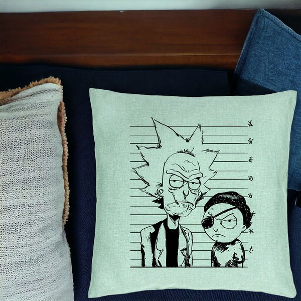 Perna Decorativa, Model Rick and Morty, 40x40 cm, Verde Menta, Husa Detasabila, Burduf 17 bsC0180 PhotoRoom 1