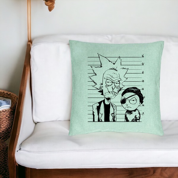 Perna Decorativa, Model Rick and Morty, 40x40 cm, Verde Menta, Husa Detasabila, Burduf 20 bsC0180 PhotoRoom 4