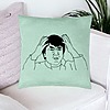 Perna Decorativa, Model Meme WHAT?, 40x40 cm, Verde Menta, Husa Detasabila, Burduf 23 bsC0182 PhotoRoom
