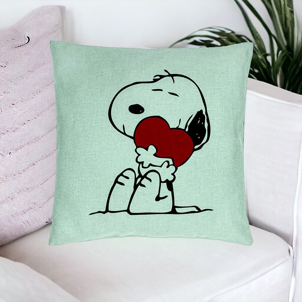 Perna Decorativa, Model Doggo Love, 40x40 cm, Verde Menta, Husa Detasabila, Burduf 16 bsC0184 PhotoRoom
